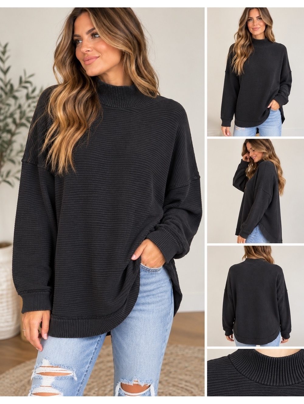 We the free Casey Tunic – Size Small – Charcoal Black